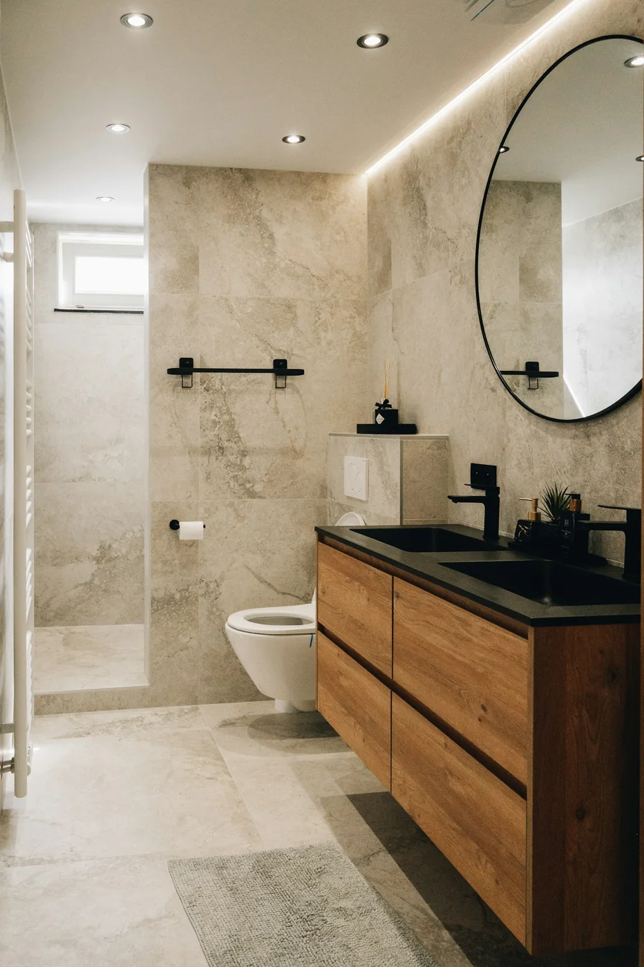 Vanity, mirror and bathroom finishes