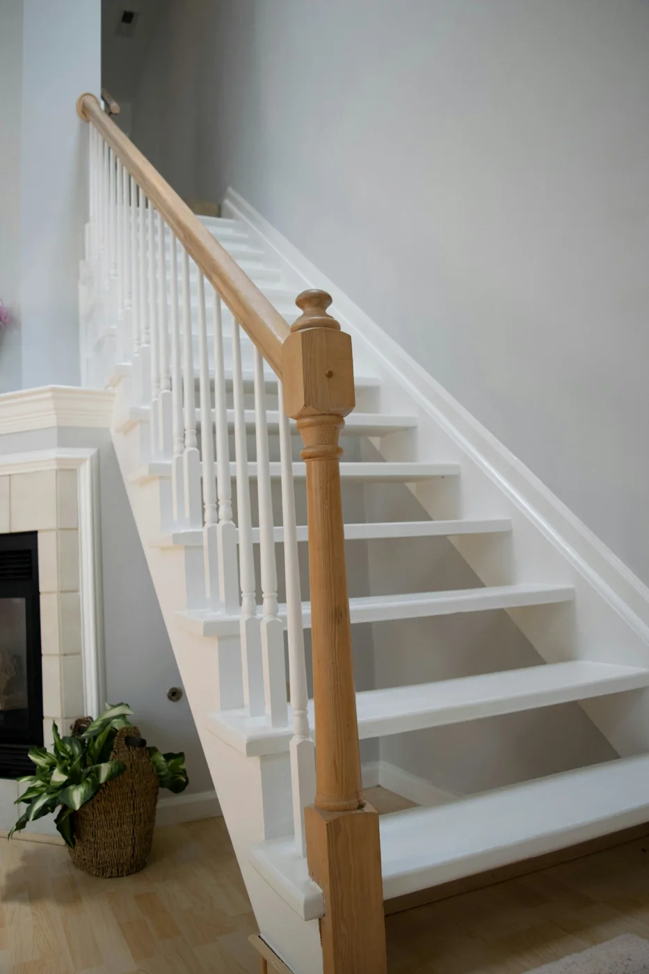 Timber staircase and painted balustrade